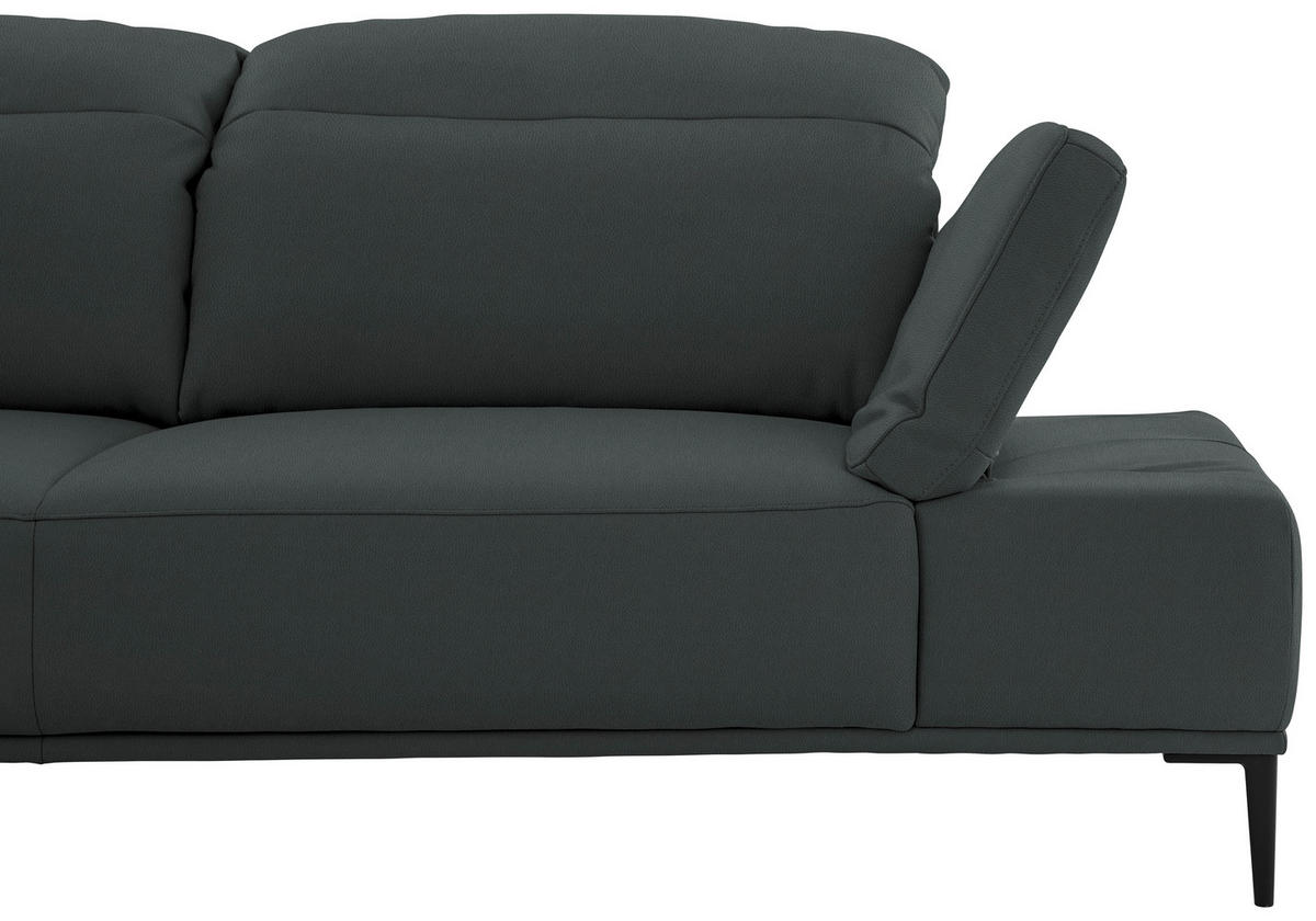 ECKSOFA Echtleder Schwarz  - Schwarz, Modern, Leder/Metall (206/322cm) - Chilliano