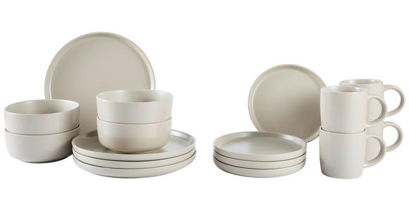 KOMBISERVICE Taupe Salerno 16-teilig 4 Personen  - Taupe, Trend, Keramik - Novel
