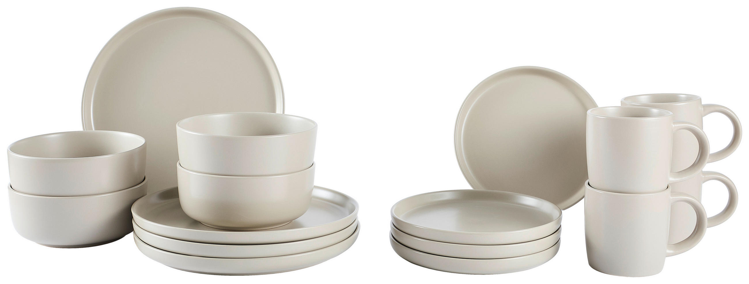 KOMBISERVICE Taupe Salerno 16-teilig 4 Personen  - Taupe, Trend, Keramik - Novel