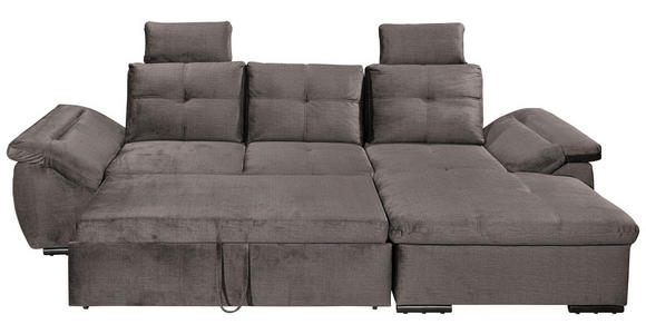 ECKSOFA in Mikrovelours Graubraun - Graubraun/Schwarz, KONVENTIONELL, Kunststoff/Textil (275/170cm) - Carryhome
