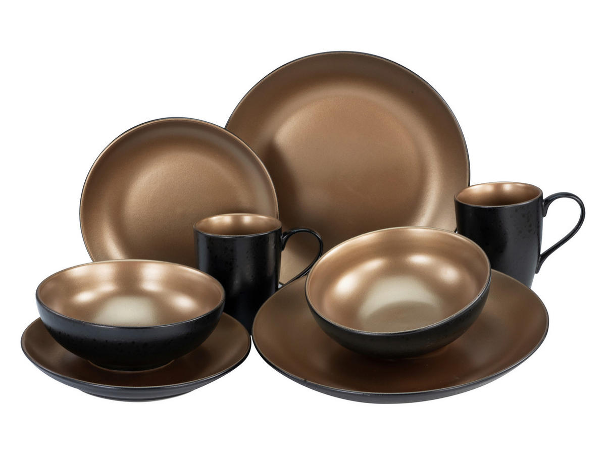 KOMBISERVICE Glamour Gold 8-teilig  - Goldfarben/Schwarz, Keramik (29,5/29,5/28cm) - Creatable