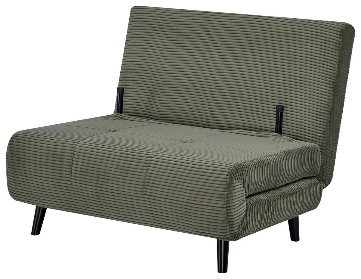 SCHLAFSESSEL Cord Grün    - Schwarz/Grün, Design, Holz/Textil (100/82/91cm) - Ti'me