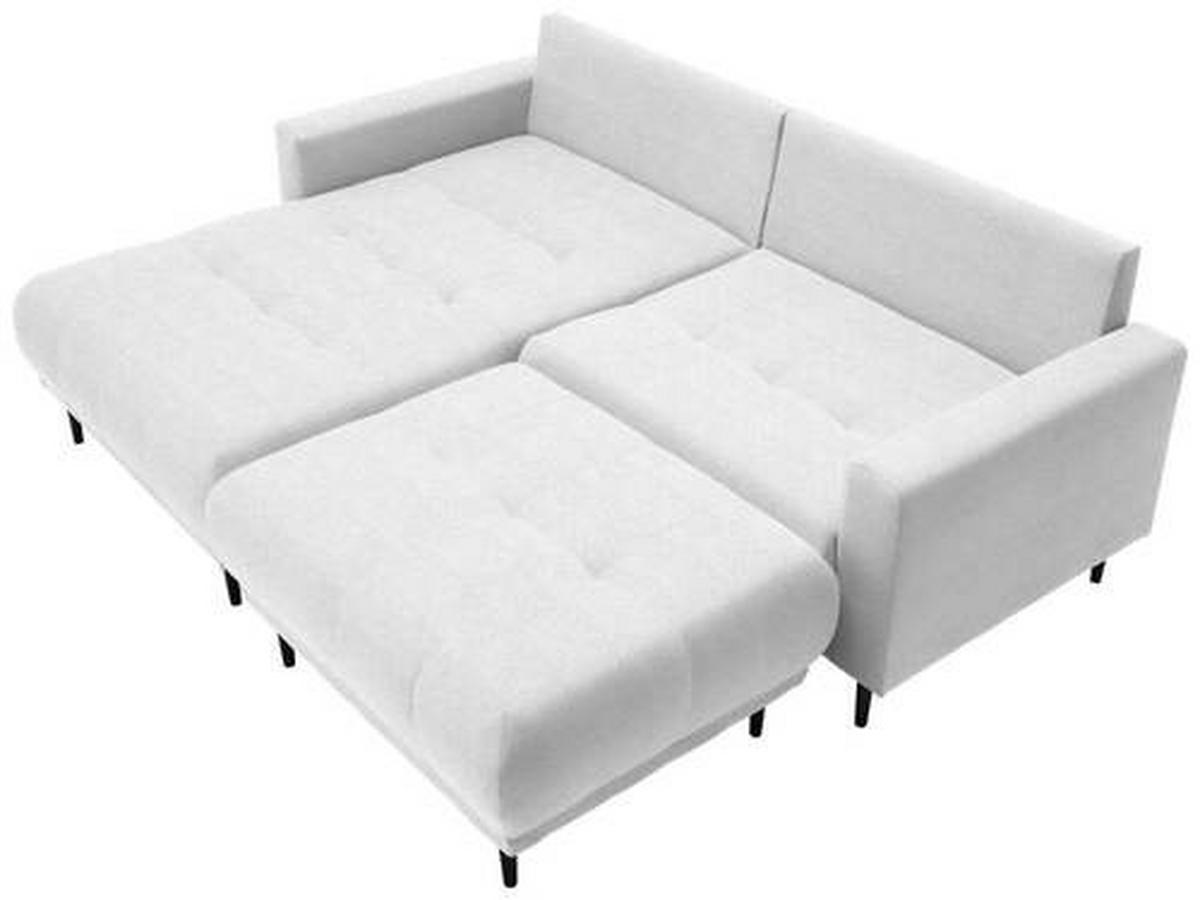 ECKSOFA in Flachgewebe Weiss  - Weiss/Schwarz, Design, Holz/Textil (215/160cm) - Stylife