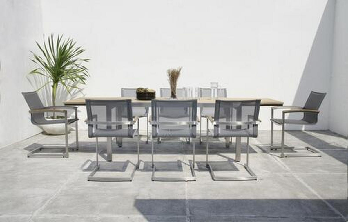 GARTENTISCH 170-280/90/75 cm Holz, Metall rechteckig  - Edelstahlfarben/Teakfarben, Design, Holz/Metall (170-280/90/75cm) - Zebra 