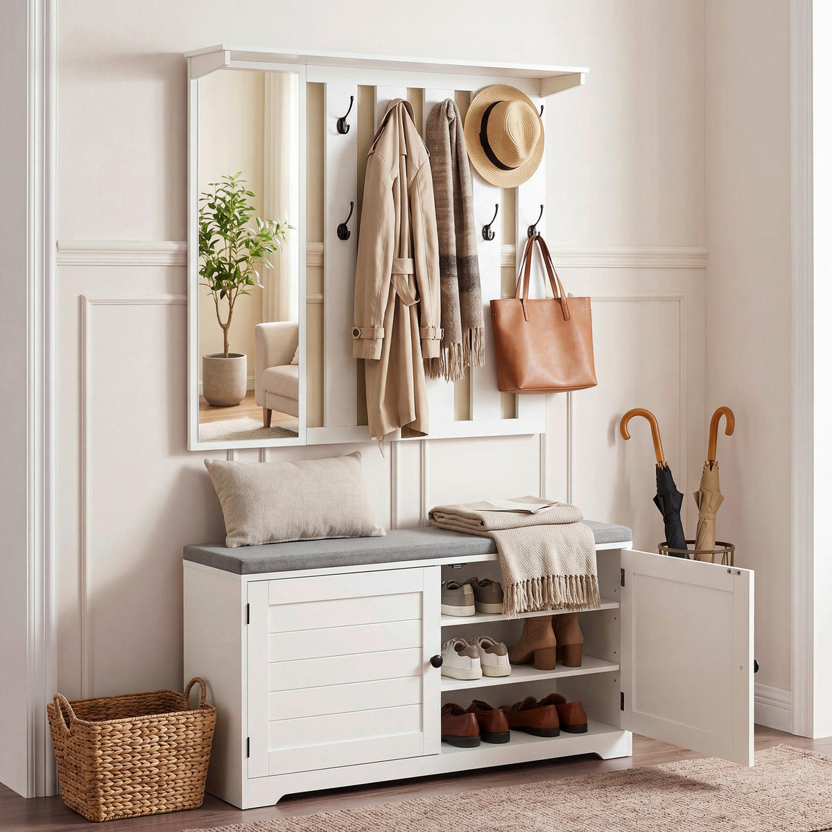 GARDEROBE  in 102/132,5/35,5 cm  - Weiß, Trend, Glas/Holzwerkstoff (102/132,5/35,5cm) - Boxxx