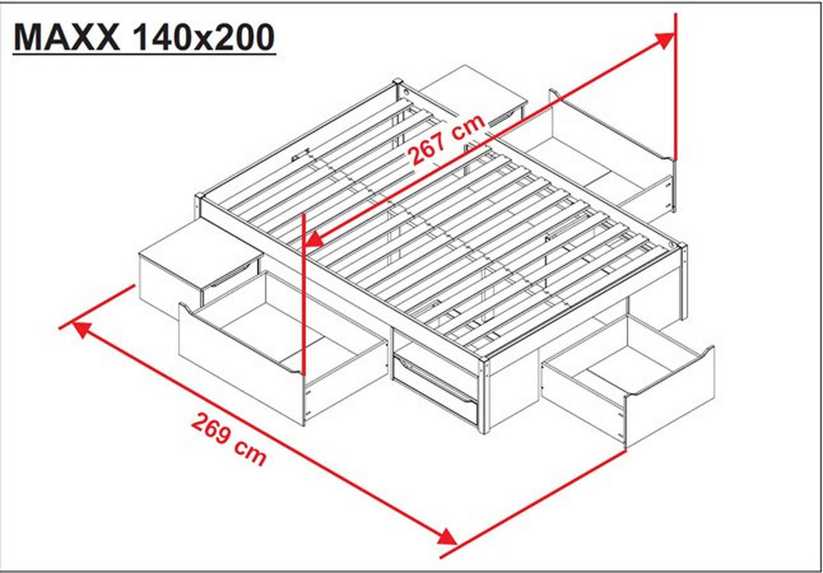 POSTEĽ S ÚLOŽNÝM PRIESTOROM, 140/200 cm prírodná farba, čierna - čierna/prírodná farba, Basics, drevo/kompozitné drevo (140/200cm) - MID.YOU