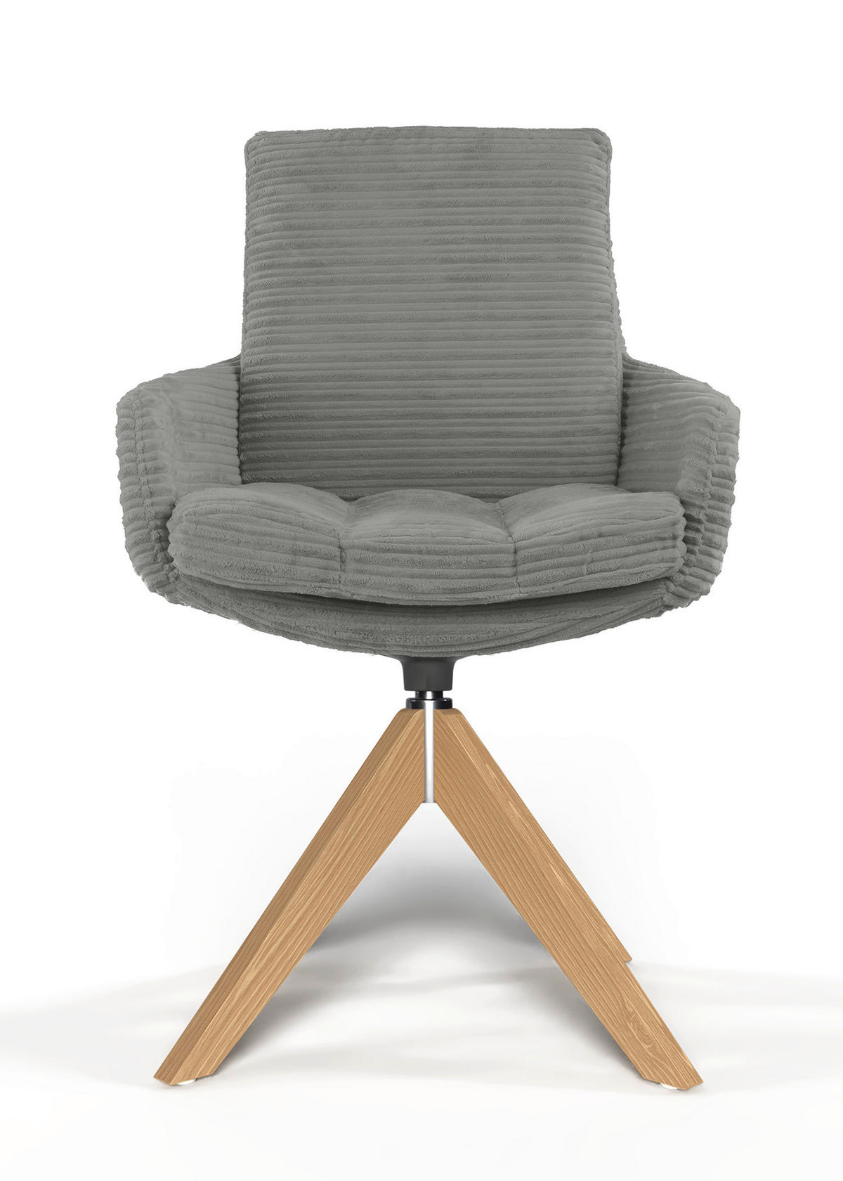 ARMLEHNSTUHL  Beinauswahl, Sitzfläche 360° drehbar, Stoff-/Lederauswahl gerippt  Grau  - Eichefarben/Grau, Design, Holz/Textil (60/91/62cm) - Valdera