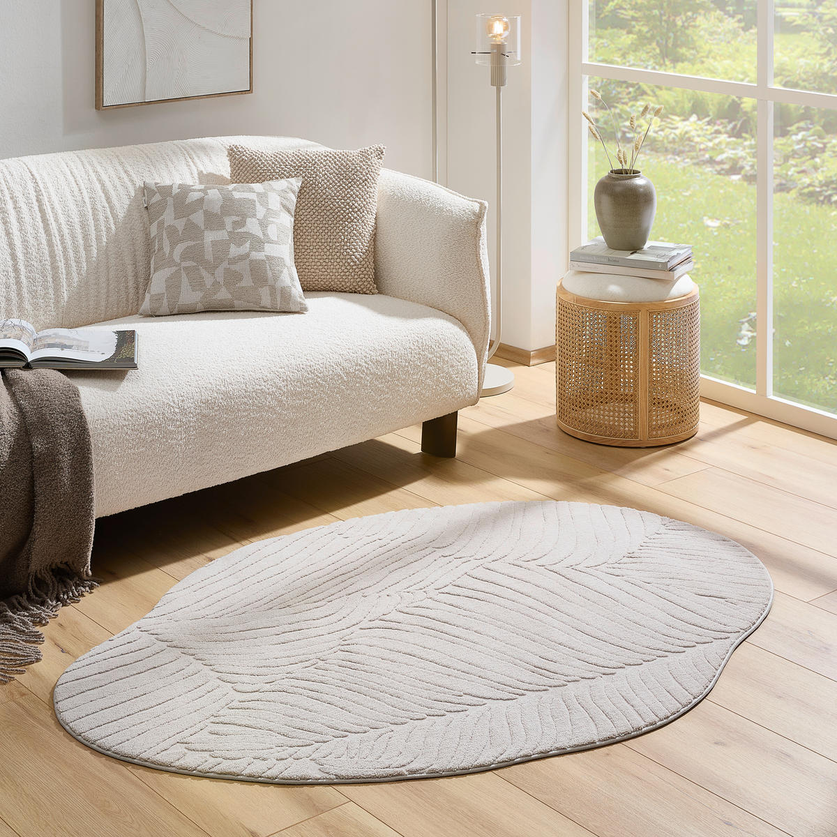 WEBTEPPICH Wohnzimmer 120/160 cm Ellipse Taupe oval  - Taupe, Design, Textil (120/160cm) - Novel