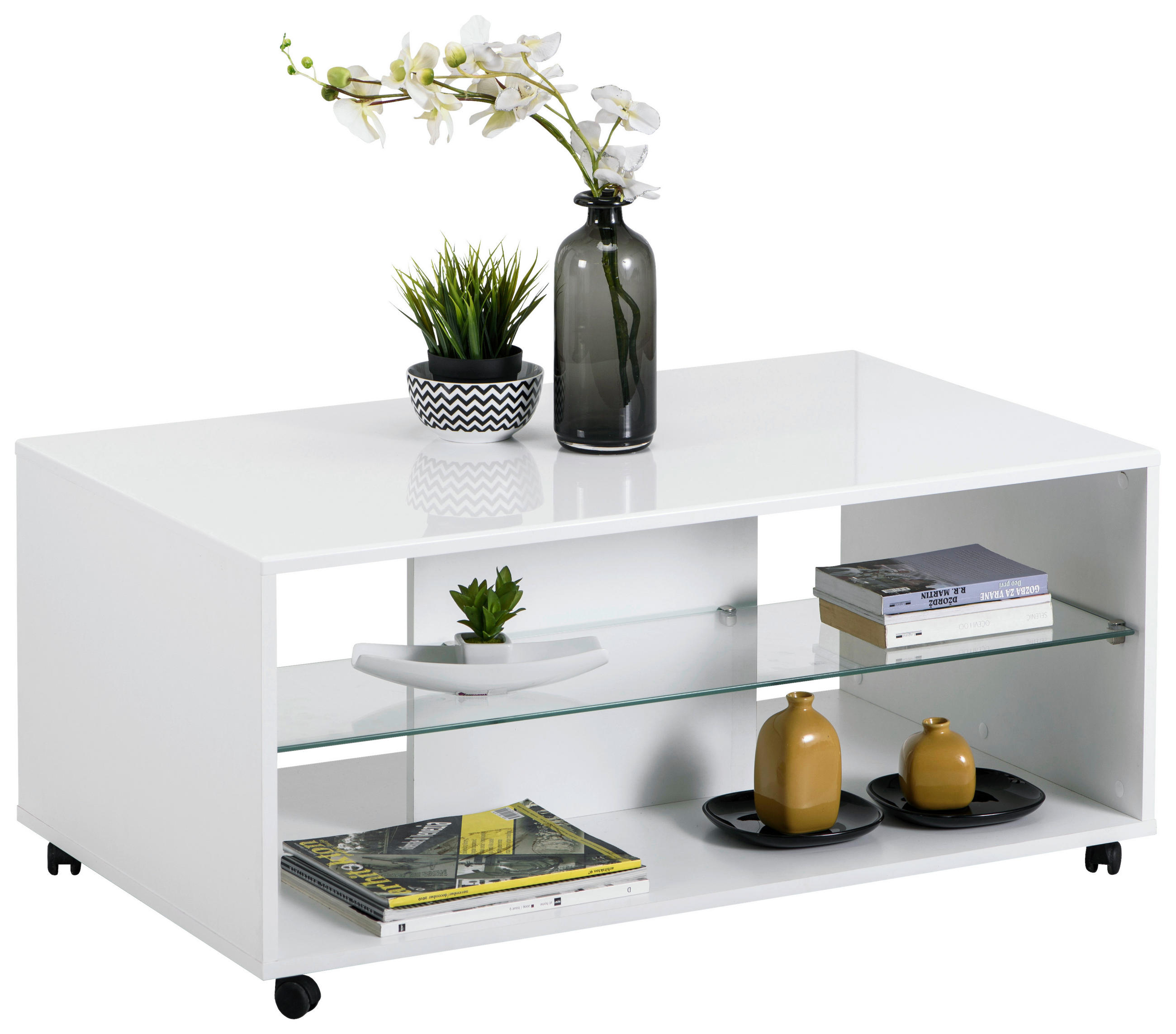 DOHÁNYZÓASZTAL - fehér, Basics, faalapú anyag (101/60/45cm) - Carryhome