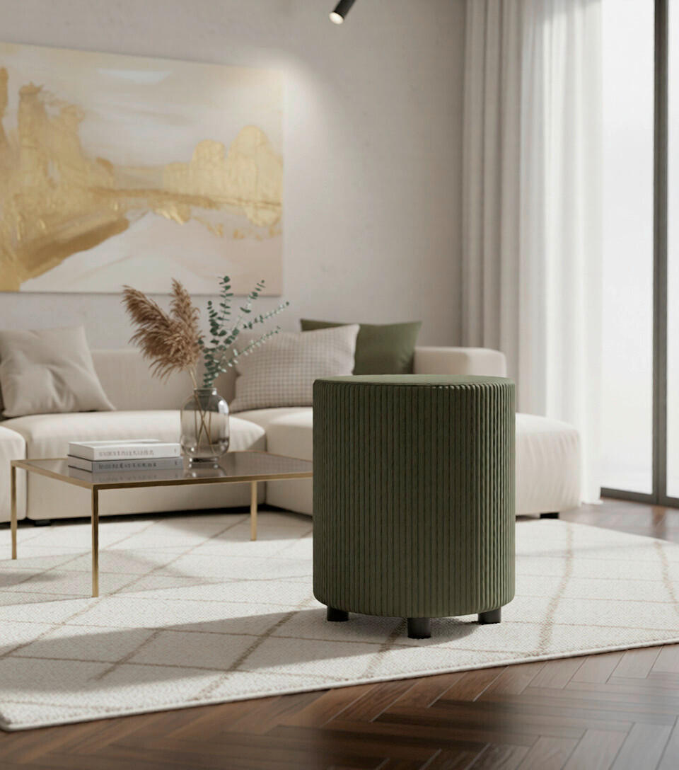 POUF Olivgrün Textil  - Olivgrün, Design, Textil (38/46/38cm) - MID.YOU