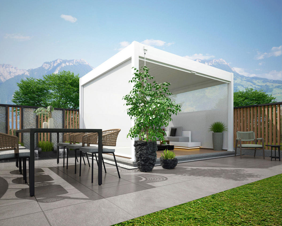 PERGOLA-ROLLO 279/236,5/9 cm   - Weiß Hochglanz, Basics, Textil/Metall (279/236,5/9cm) - Gardenson