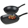 PFANNENSET Aluminium, Edelstahl 2-teilig  - Schwarz, Basics, Kunststoff/Metall - Homeware Profession.