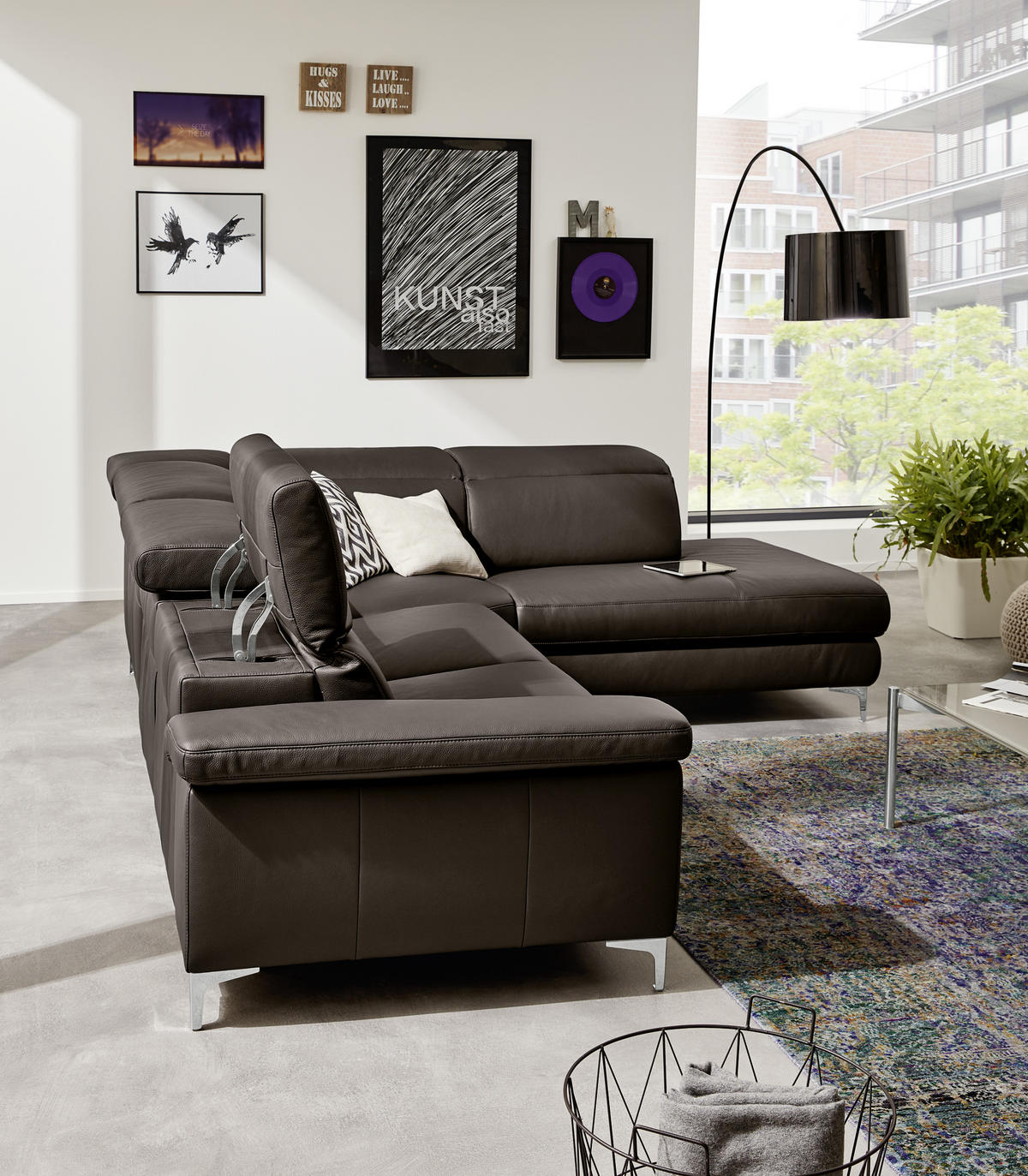 Musterring ECKSOFA Dunkelbraun Echtleder jetzt nur online  