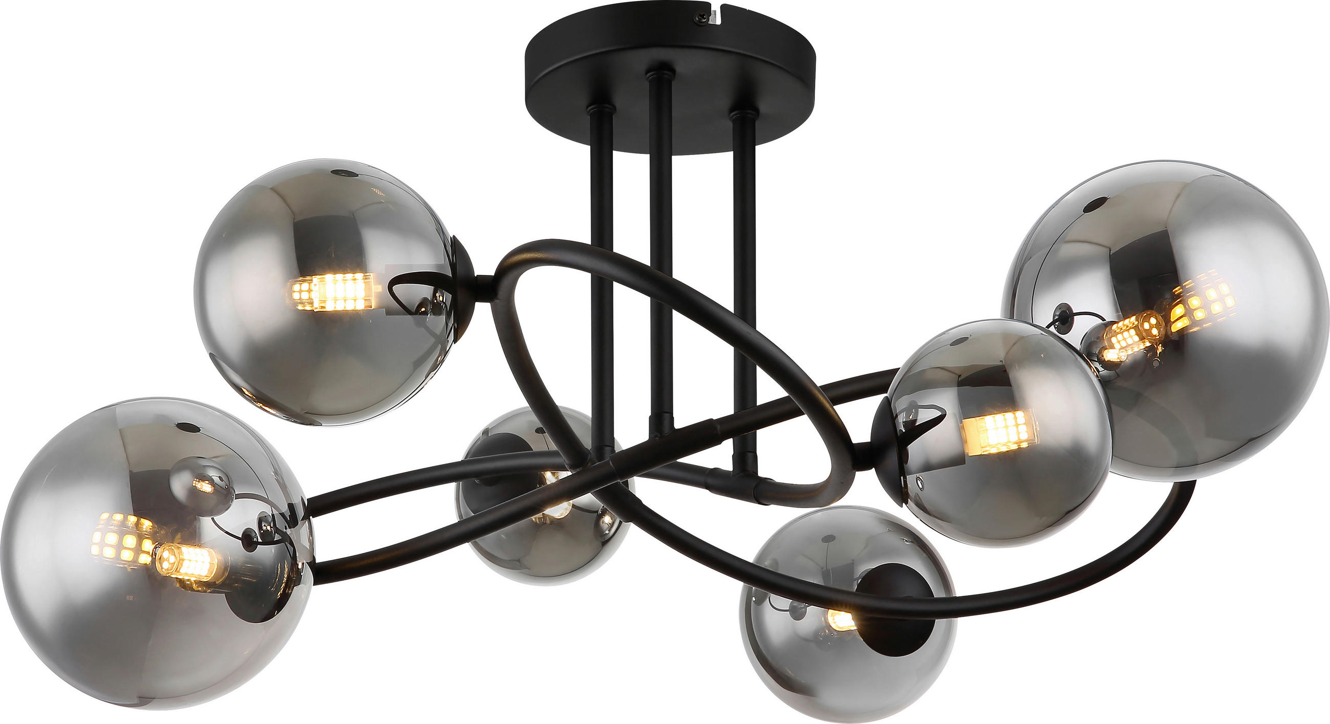 DECKENLEUCHTE 3,5 W    62/59/35 cm  - Schwarz, Design, Glas/Metall (62/59/35cm) - Collet's Monde