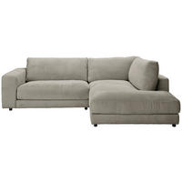 ECKSOFA 265/224 cm  in Cord Graubraun Rückenkissen, Rücken echt  265/224 cm  - Graubraun/Schwarz, Design, Kunststoff/Textil (265/224cm) - Hom`in