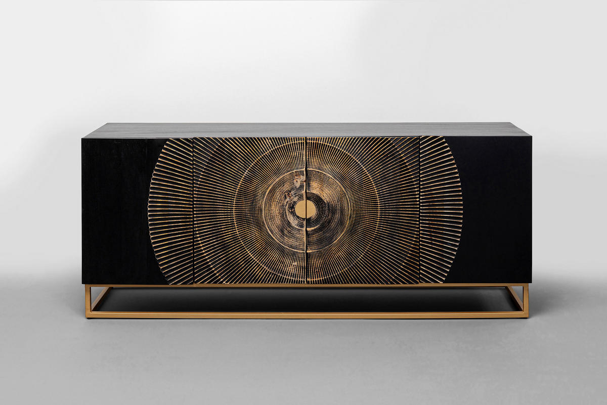SIDEBOARD  in 177/75/45 cm  - Dunkelbraun/Goldfarben, Design, Holz/Metall (177/75/45cm) - Kare-Design