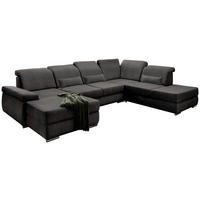 WOHNLANDSCHAFT Anthrazit Velours  - Chromfarben/Anthrazit, MODERN, Holz/Textil (186/375/250cm) - Livetastic