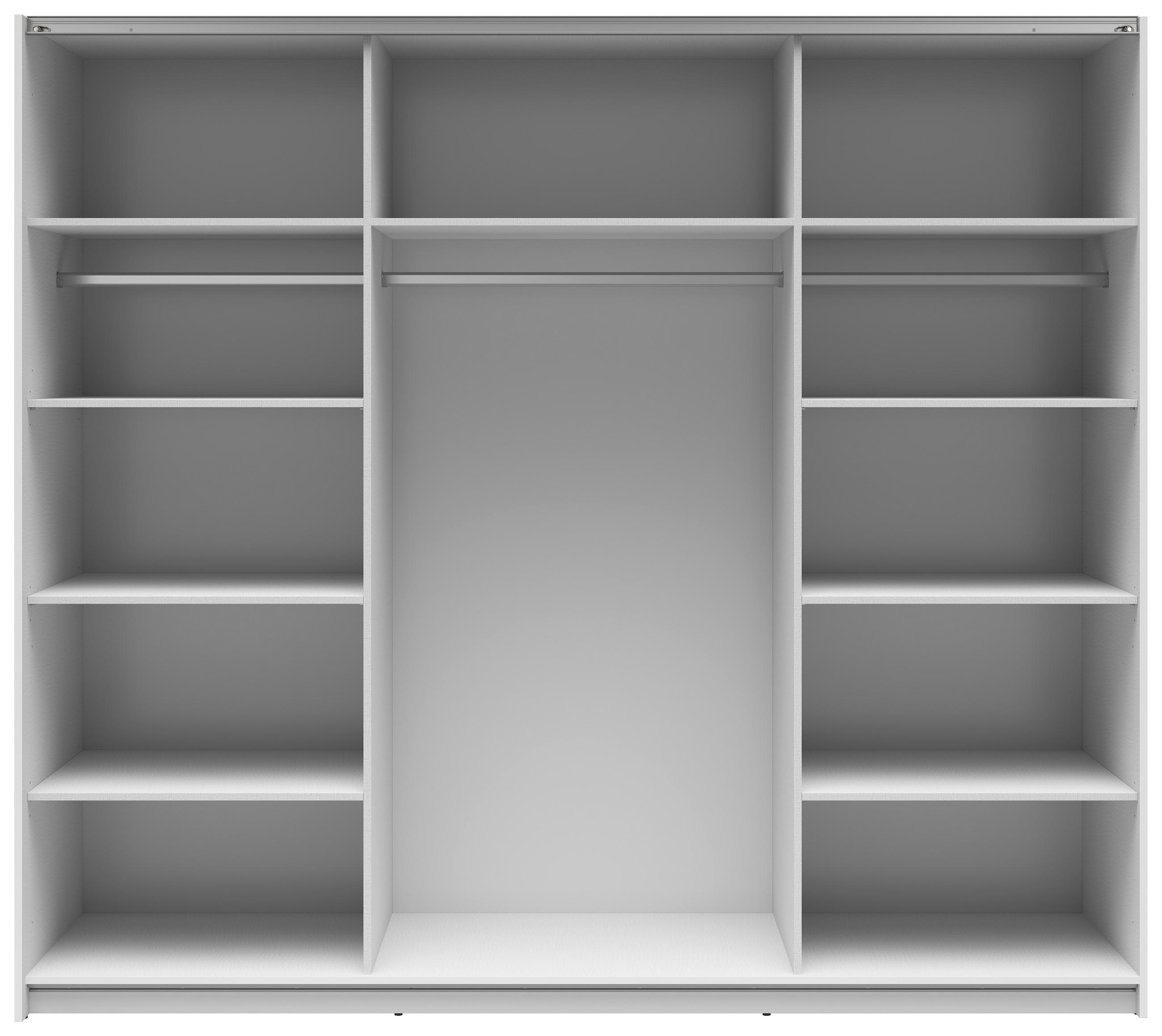 SCHWEBETÜRENSCHRANK 220/195,5/60 cm 2-türig Klar, Weiß Hochglanz  - Klar/Weiß Hochglanz, MODERN, Glas/Holzwerkstoff (220/195,5/60cm) - MID.YOU