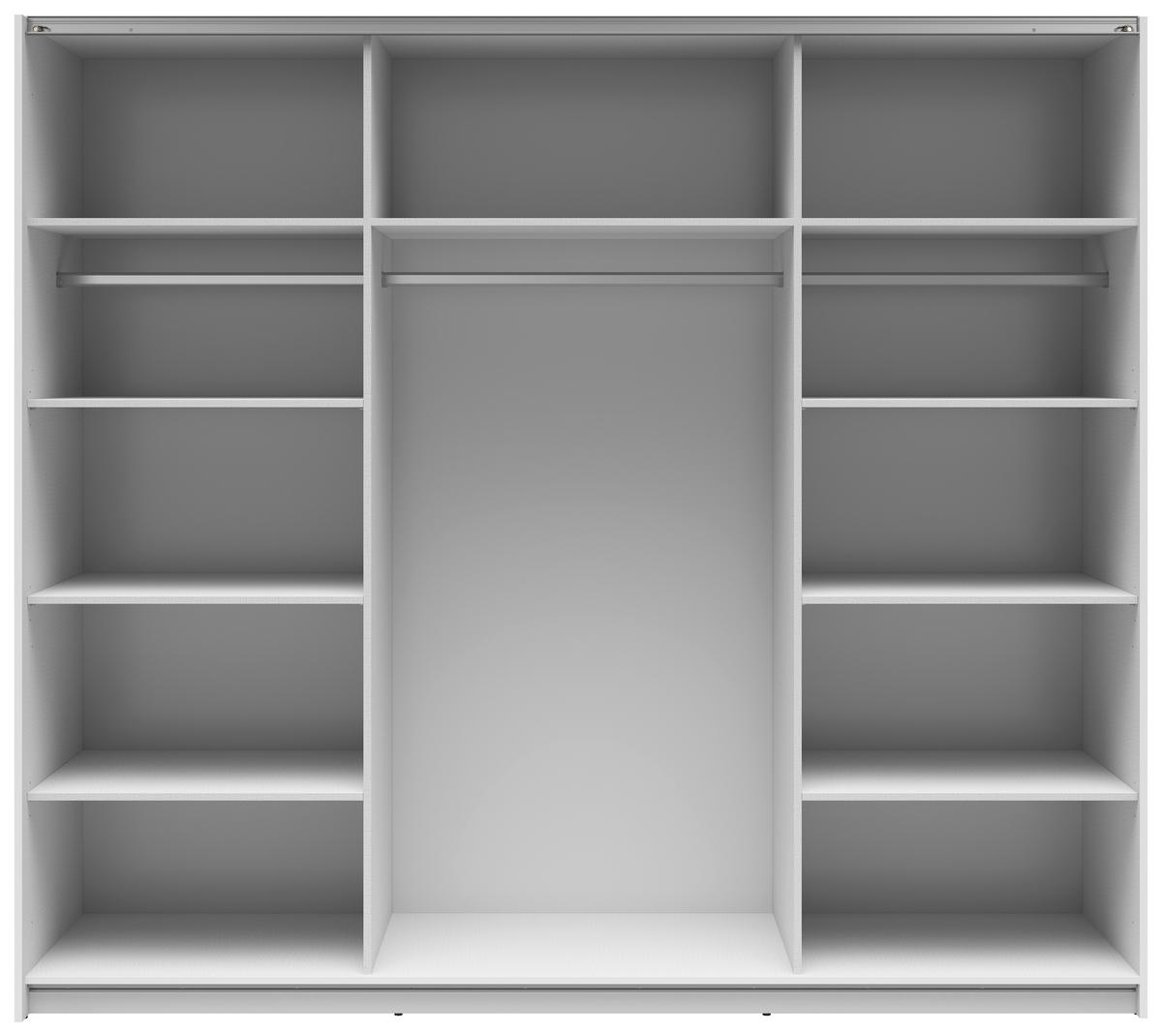 SCHWEBETÜRENSCHRANK 220/195,5/60 cm 2-türig Weiß Hochglanz, Klar  - Klar/Weiß Hochglanz, MODERN, Glas/Holzwerkstoff (220/195,5/60cm) - MID.YOU