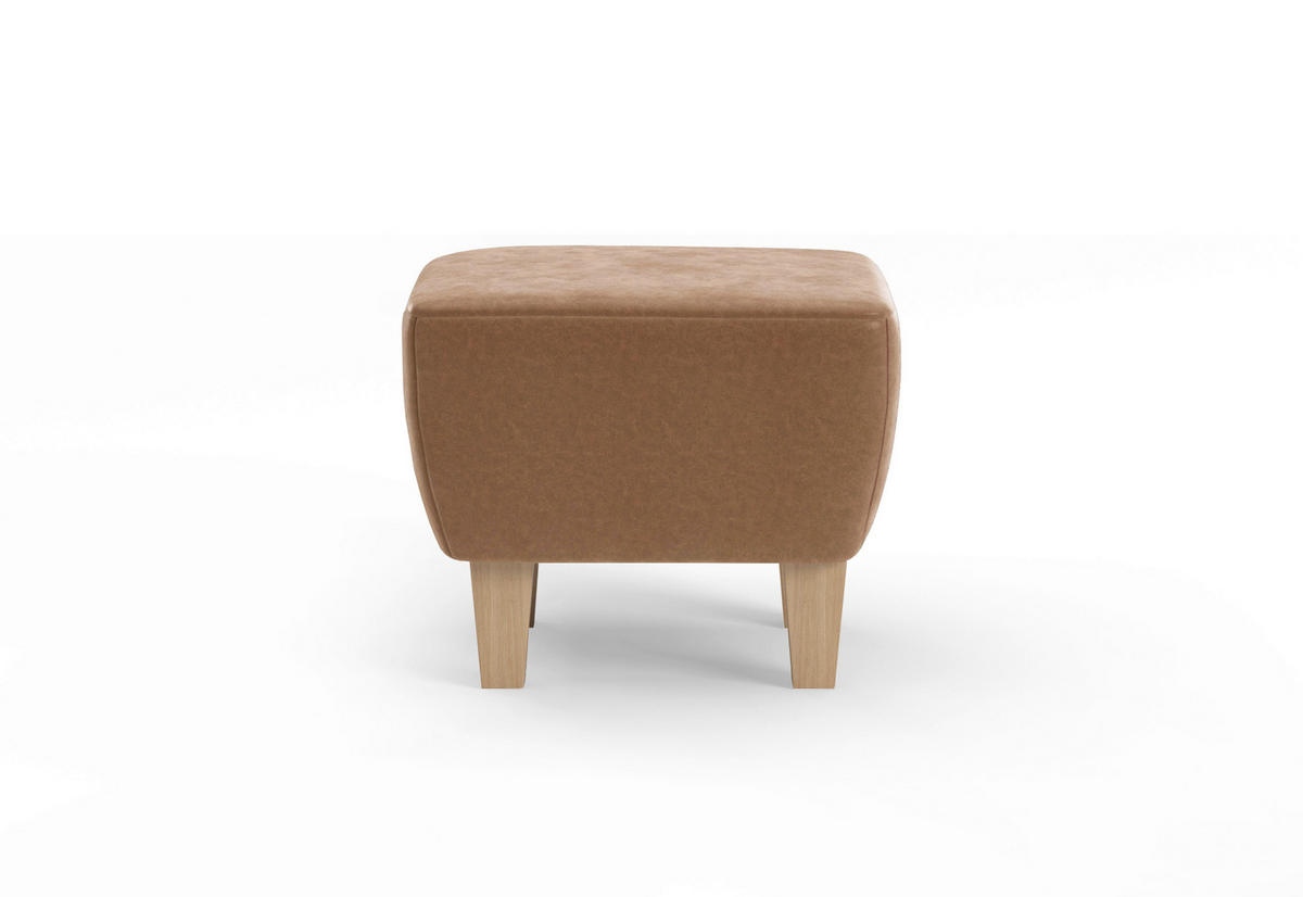 HOCKER Mikrofaser Cognac  - Eichefarben/Cognac, KONVENTIONELL, Holz/Textil (56/46/56cm) - Sit & More