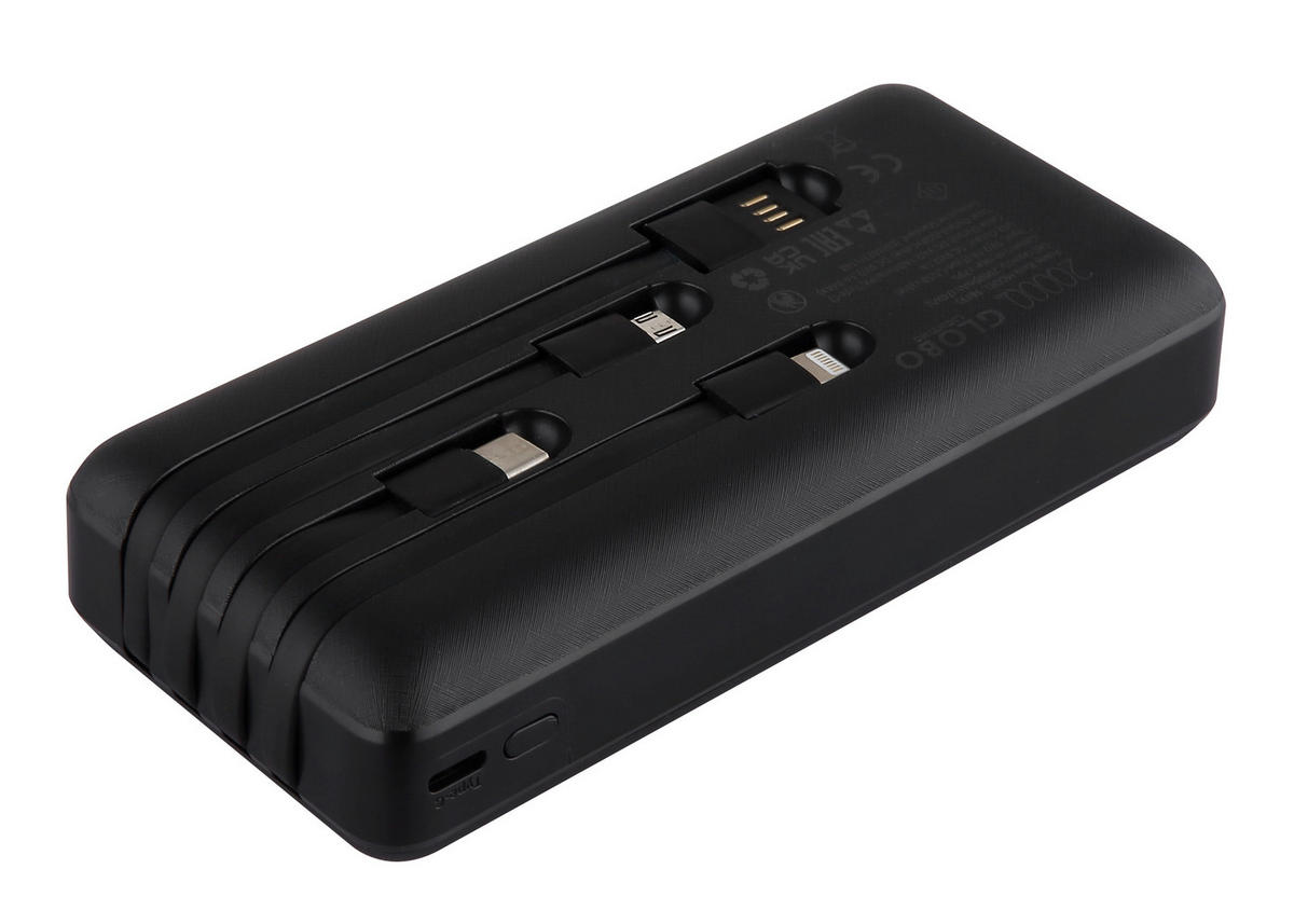 POWERSTATION POWERBANK 14,7/6,7/3,3 cm  - Schwarz, Basics, Kunststoff (14,7/6,7/3,3cm) - Globo