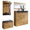 GARDEROBE 5-teilig  in 205/195/41 cm  - Eichefarben/Schwarz, Design, Glas/Holz (205/195/41cm)