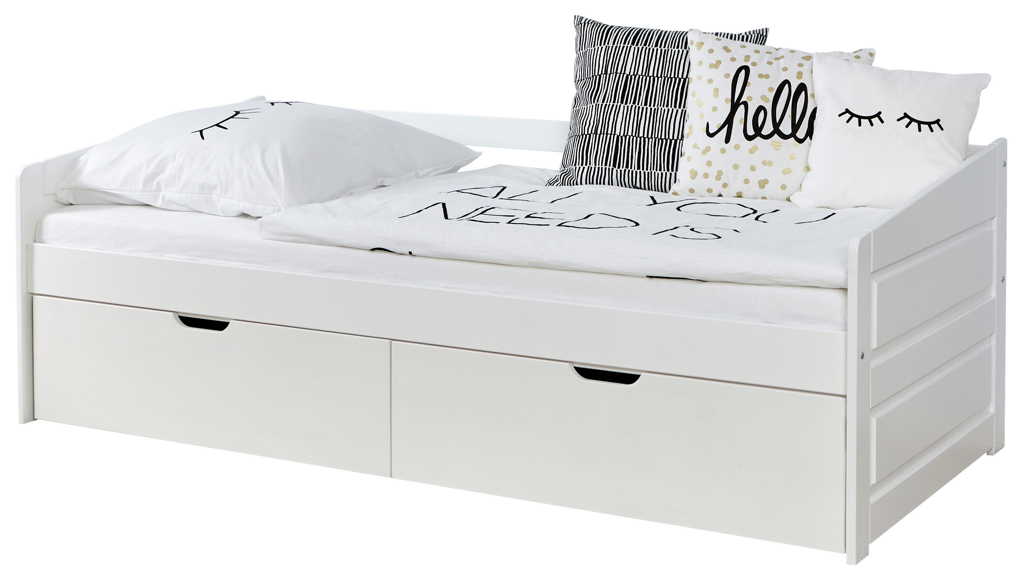 Stauraumbett 90/200 cm in Weiß