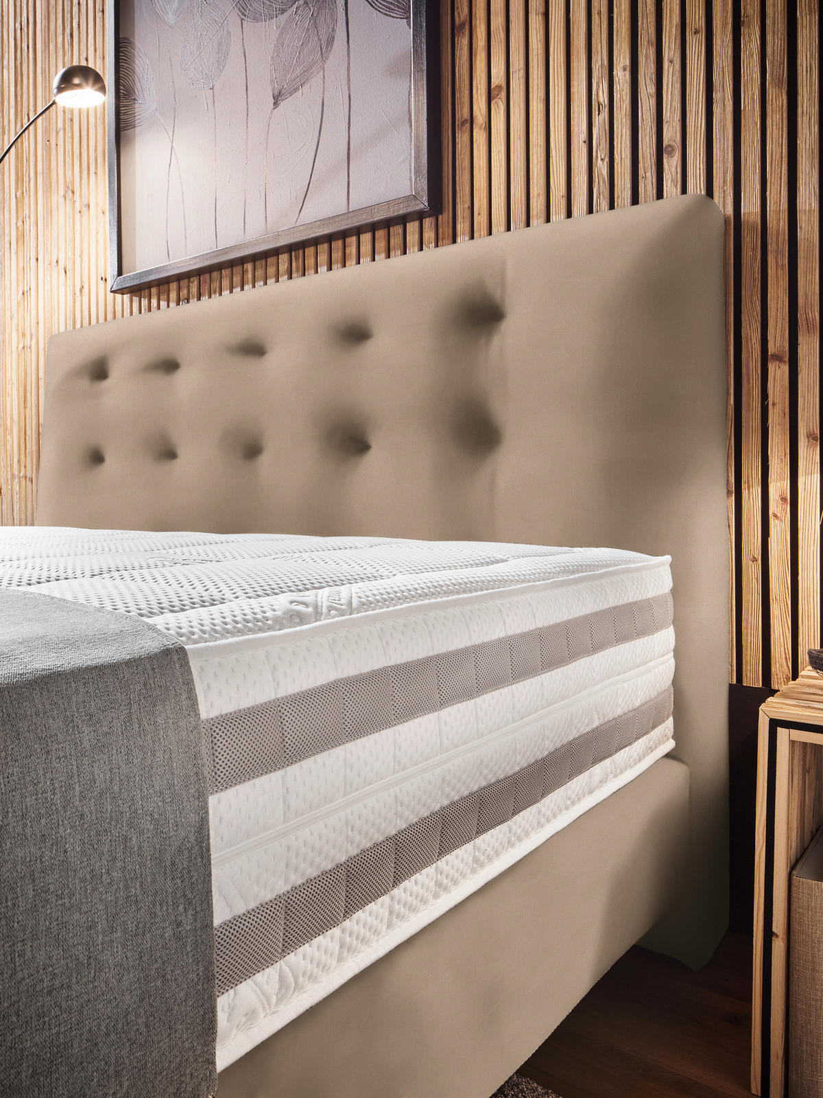BOXSPRINGBETT 160/200 cm  in Beige  - Beige, KONVENTIONELL, Holz/Textil (160/200cm) - Dieter Knoll