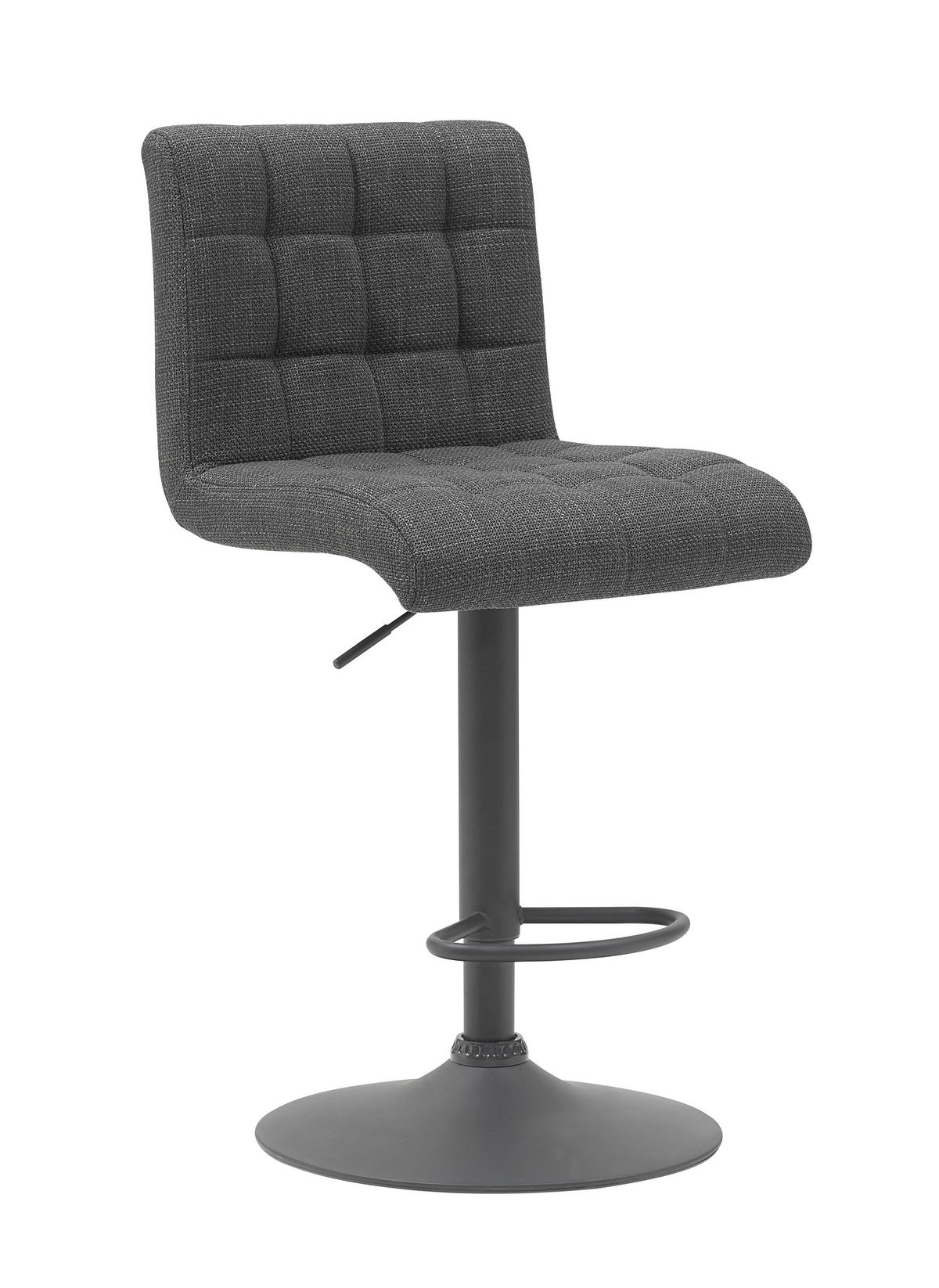 BARHOCKER-SET Webstoff, Mikrofaser Anthrazit Stahl erweiterbar, Sitzfläche 360° drehbar  - Anthrazit, MODERN, Textil/Metall (47/93-114/57cm) - MID.YOU