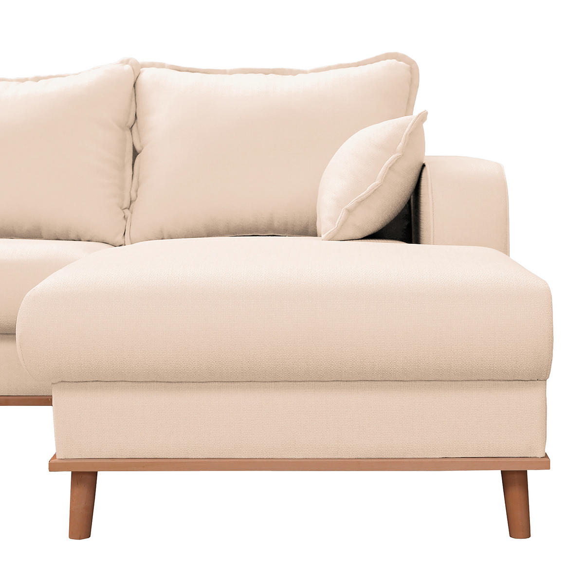 WOHNLANDSCHAFT Ecru Textilgeflecht  - Wengefarben/Ecru, Design, Holz/Textil (167/296/170cm) - Livetastic
