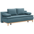 BOXSPRINGSOFA in Webstoff Türkis  - Türkis/Eichefarben, Design, Holz/Textil (202/78/93/100cm) - Venda