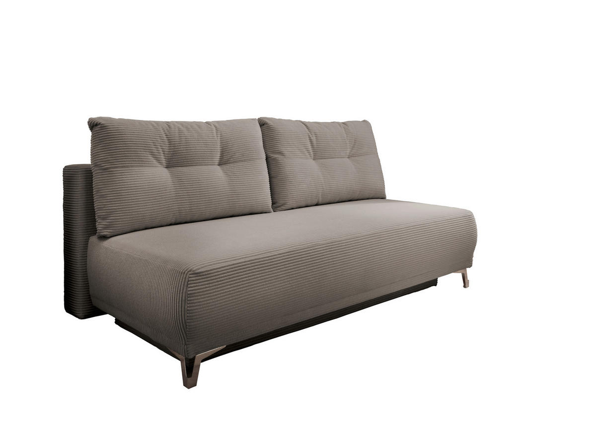 SCHLAFSOFA in Cord Graubraun  - Chromfarben/Graubraun, Modern, Textil/Metall (198/90/100cm) - Livetastic