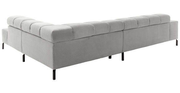 ECKSOFA inkl. Sitzvorzug in Cord Grau  - Schwarz/Grau, Design, Textil/Metall (321/216cm) - Hom`in