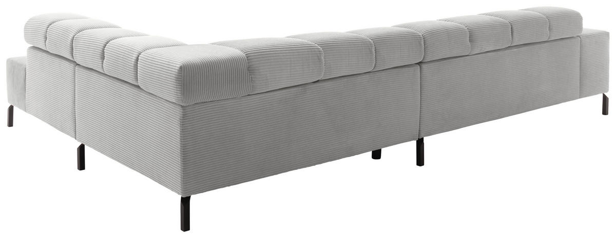 ECKSOFA in Cord Grau  - Schwarz/Grau, Design, Textil/Metall (321/216cm) - Hom`in