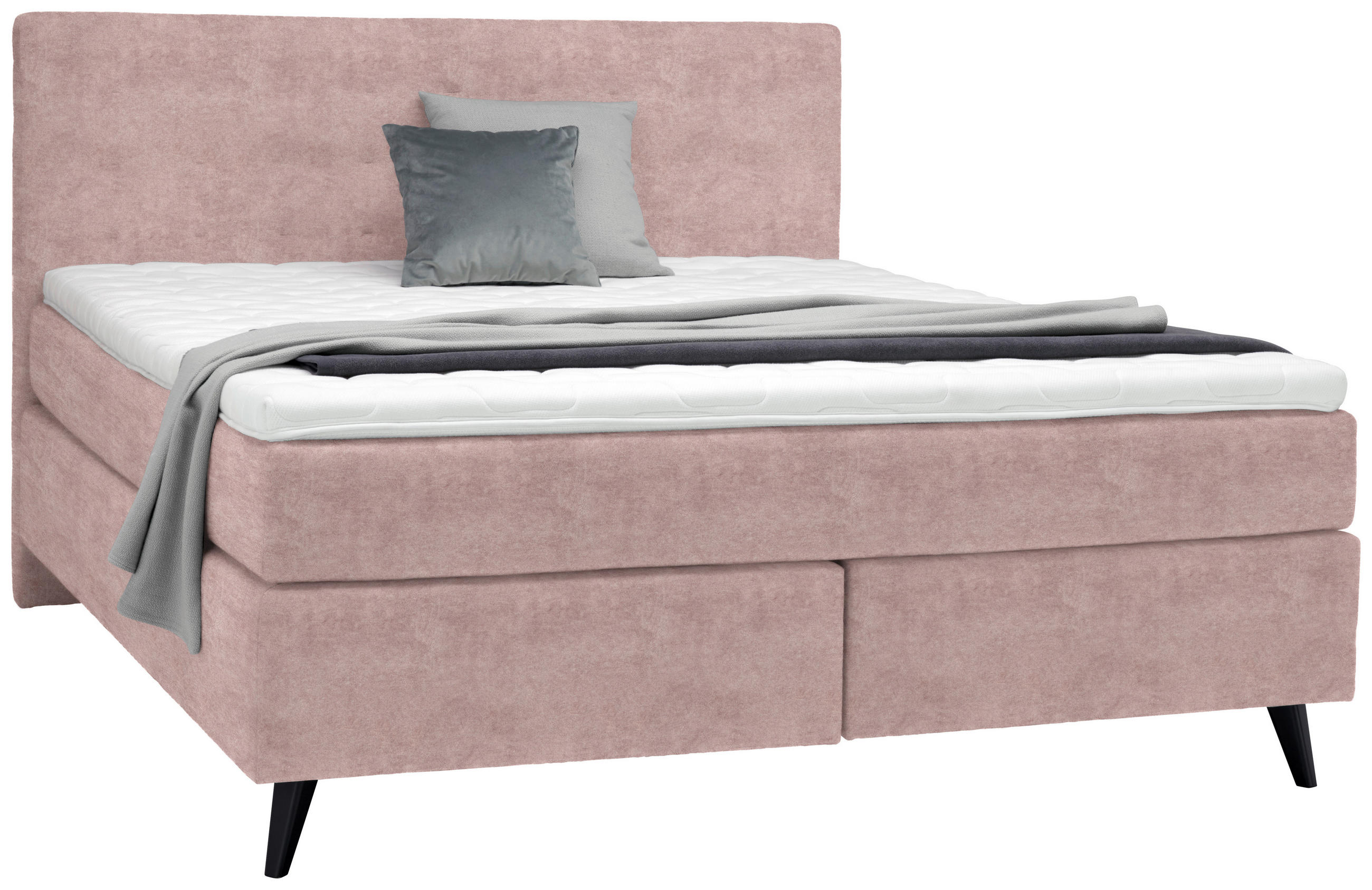 BOXSPRINGBETT 160/200 cm  in Altrosa  - Schwarz/Altrosa, KONVENTIONELL, Holz/Textil (160/200cm) - Voleo
