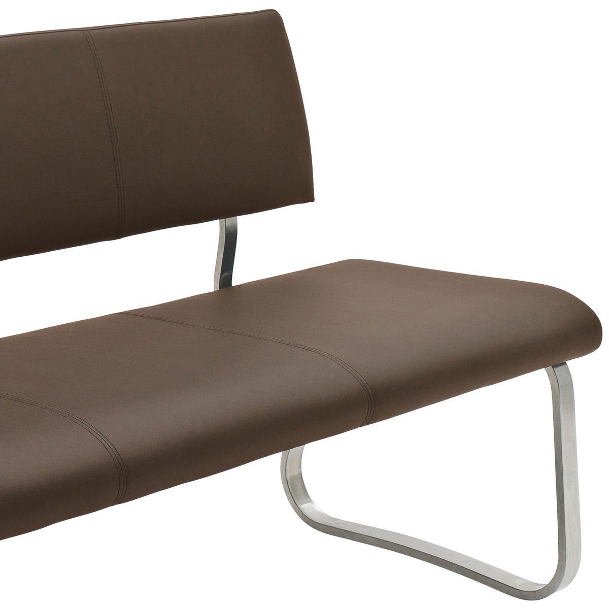 SITZBANK 175/86/59 cm Echtleder Braun, Edelstahlfarben  - Edelstahlfarben/Braun, Design, Leder/Metall (175/86/59cm) - Livetastic