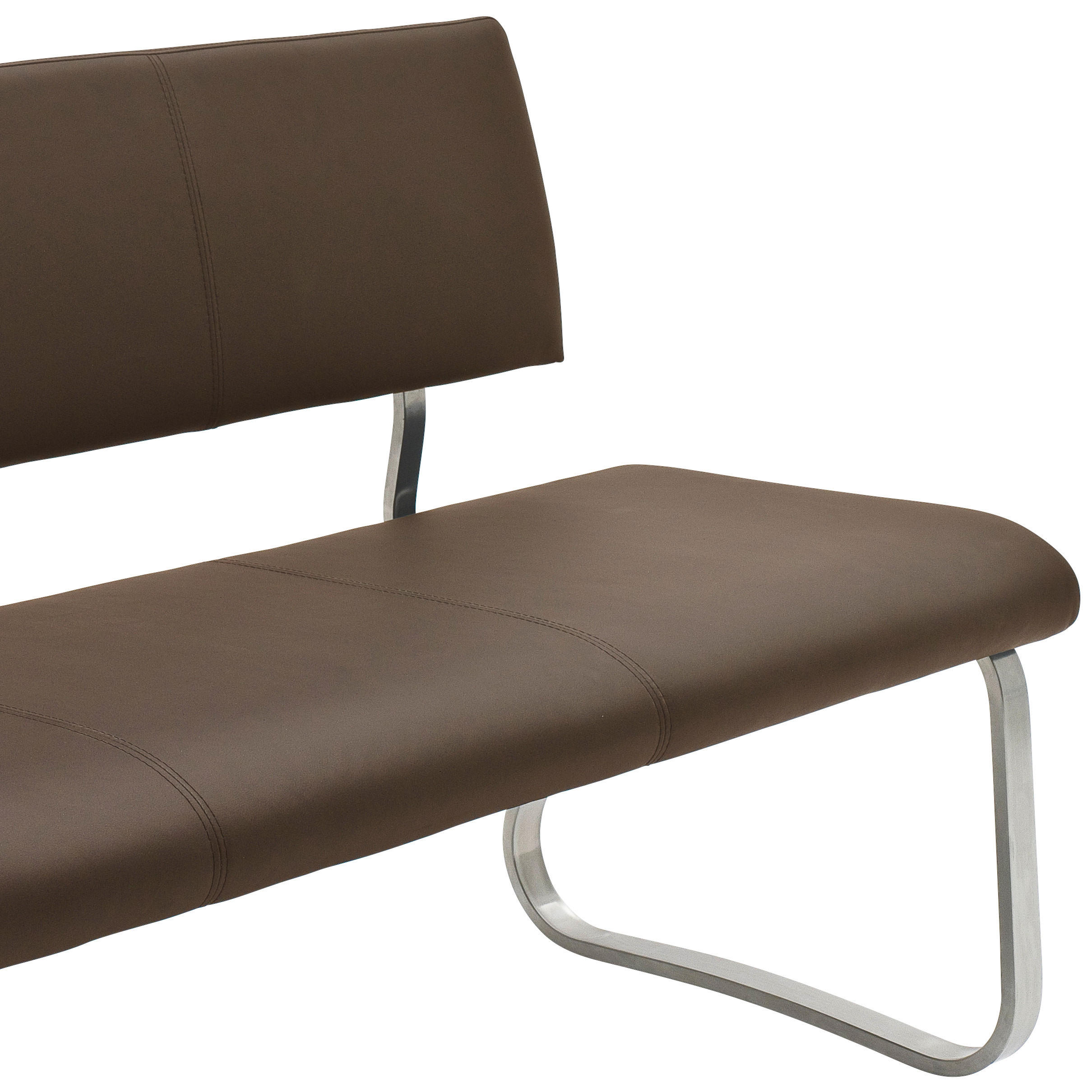 Thumbnail - Livetastic Sitzbank, Braun, Edelstahl, Metall, Textil, 3-Sitzer, 155x86x59 cm, Esszimmer, Bänke, Sitzbänke