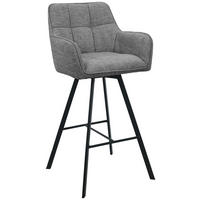 BARHOCKER Struktur Grau, Schwarz Eisen Sitzfläche 180° drehbar, automatische Rückholfunktion  - Schwarz/Grau, Design, Textil/Metall (55/108/58,5cm) - Carryhome