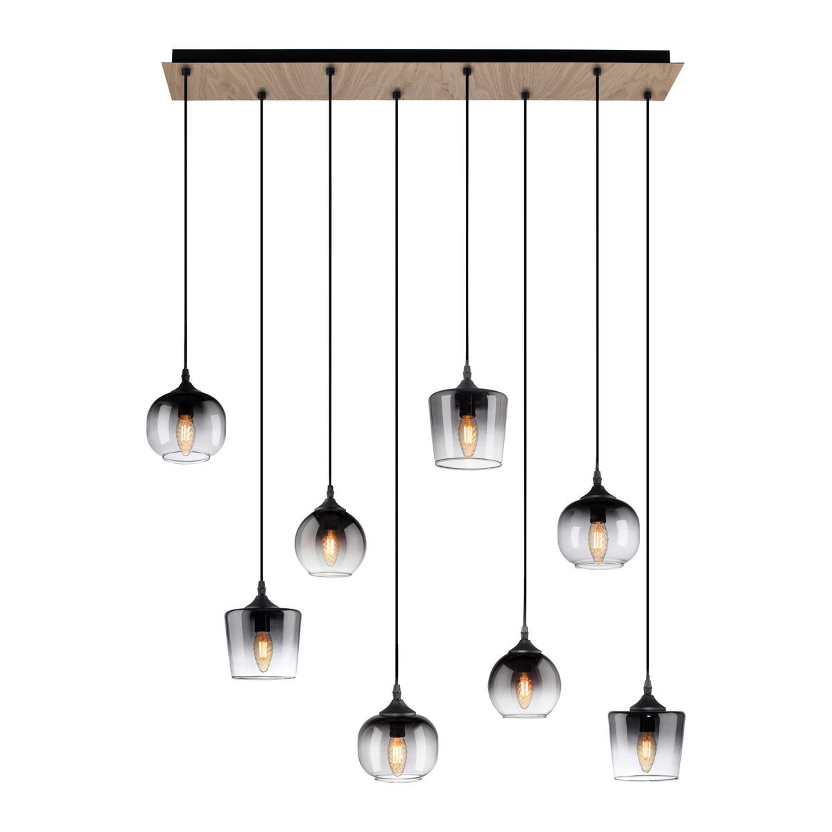 PENDELLEUCHTE Zea 94/28/65-120 cm   - Schwarz, Natur, Glas/Holz (94/28/65-120cm)