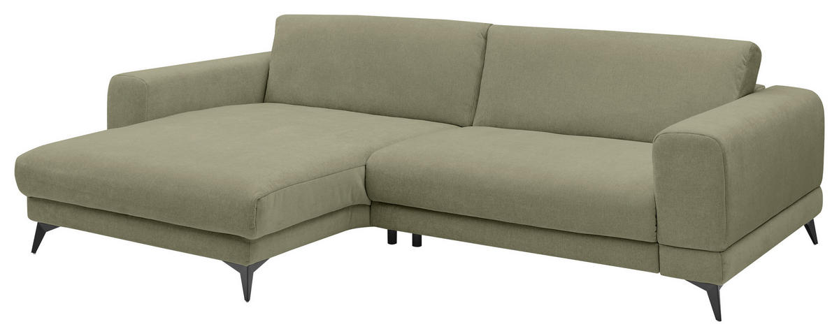 ECKSOFA Grün Chenille  - Schwarz/Grün, KONVENTIONELL, Textil/Metall (194/292cm) - SetOne by Musterring