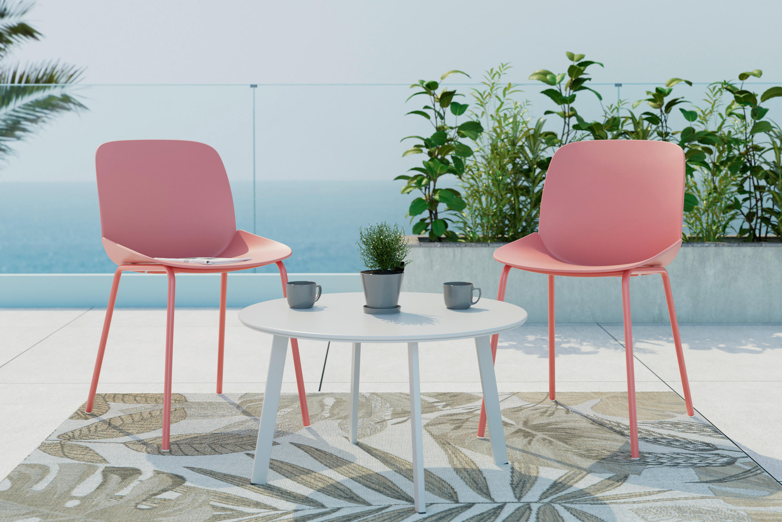 GARTENSTUHL Eisen Pink  - Pink, MODERN, Kunststoff/Metall (45,5/80,5/57cm) - Ambia Garden