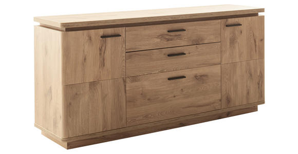 SIDEBOARD Eichefarben Einlegeböden, Oberplattenbeleuchtung  - Eichefarben/Anthrazit, KONVENTIONELL, Holzwerkstoff/Metall (170/81/44cm) - Cantus