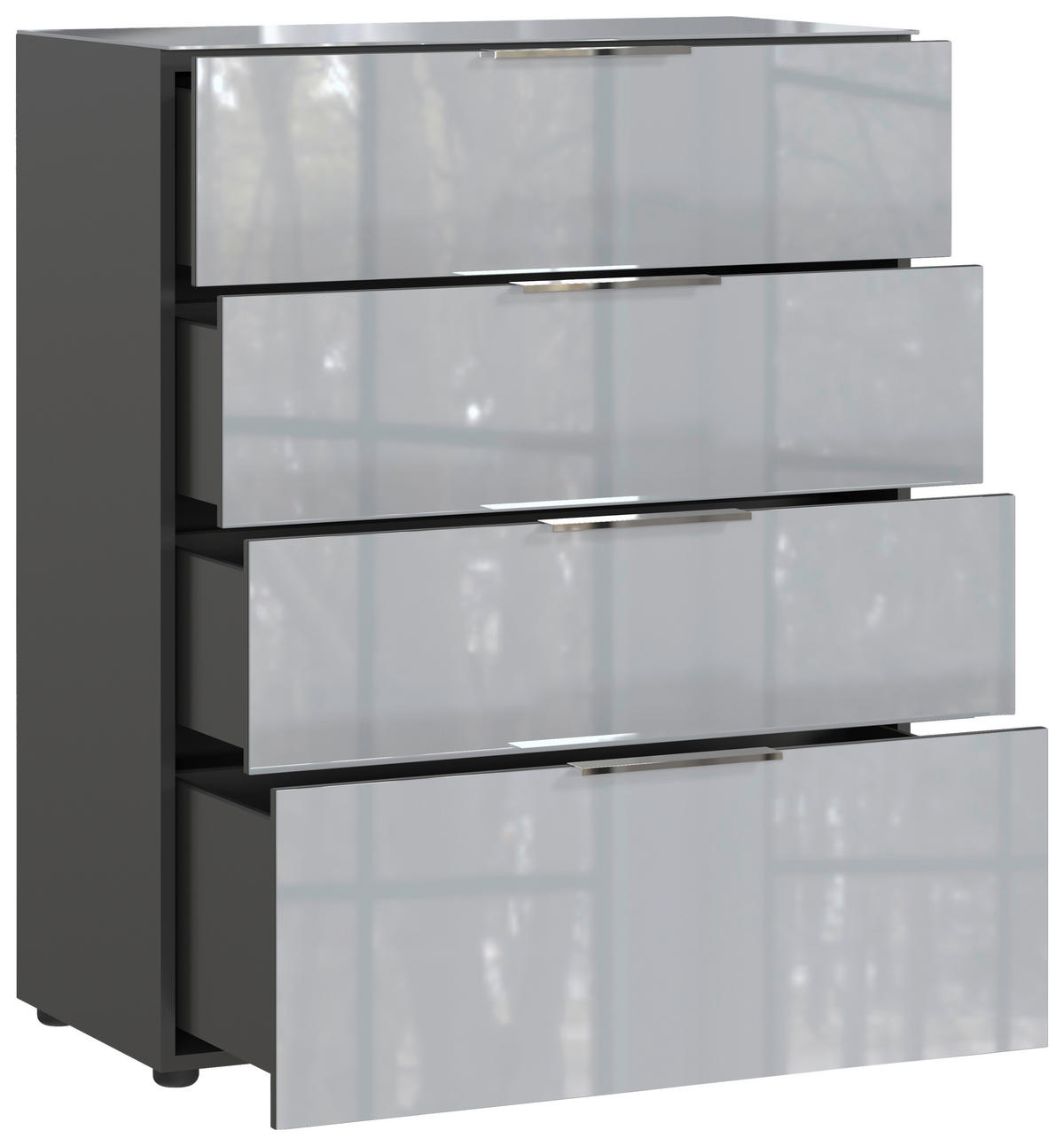 KOMÓD 83/102/42 cm  - krómszínű/grafitszürke, Modern, műanyag/faalapú anyag (83/102/42cm) - Premium Living