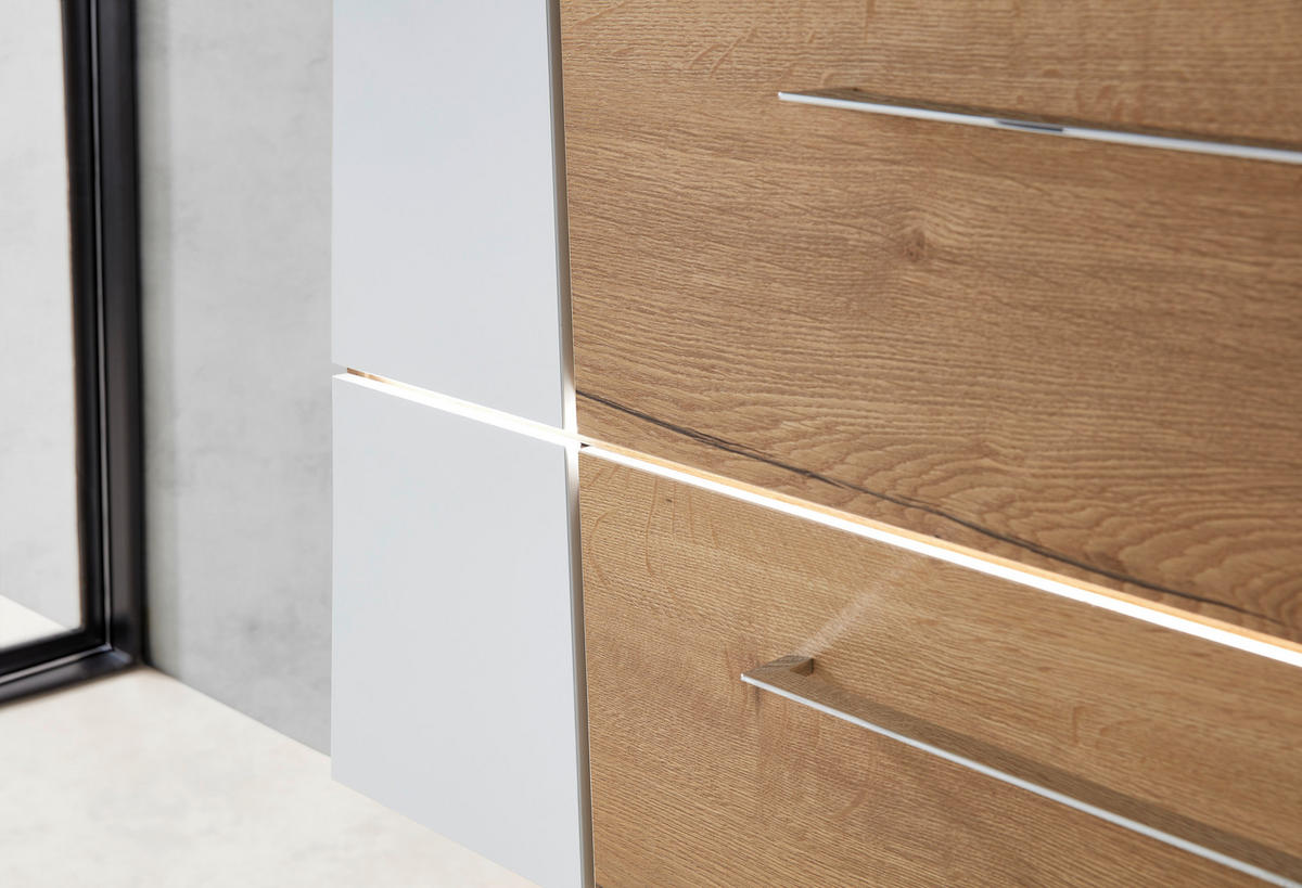 WASCHTISCHKOMBI 92 cm  - Chromfarben/Eichefarben, KONVENTIONELL, Holzwerkstoff/Kunststoff (92cm) - Sadena