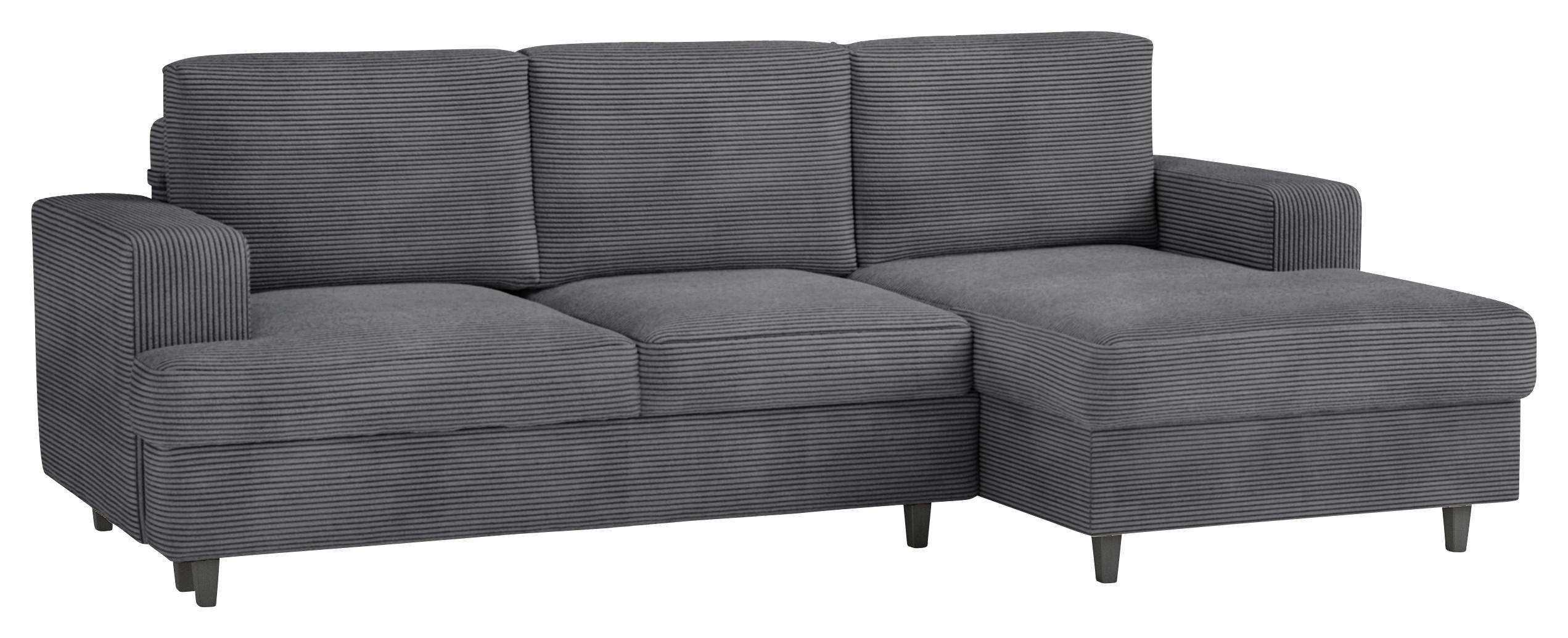 ECKSOFA  in Cord, Velours Dunkelgrau  247/140 cm  - Dunkelgrau/Schwarz, Design, Holz/Textil (247/140cm) - MID.YOU