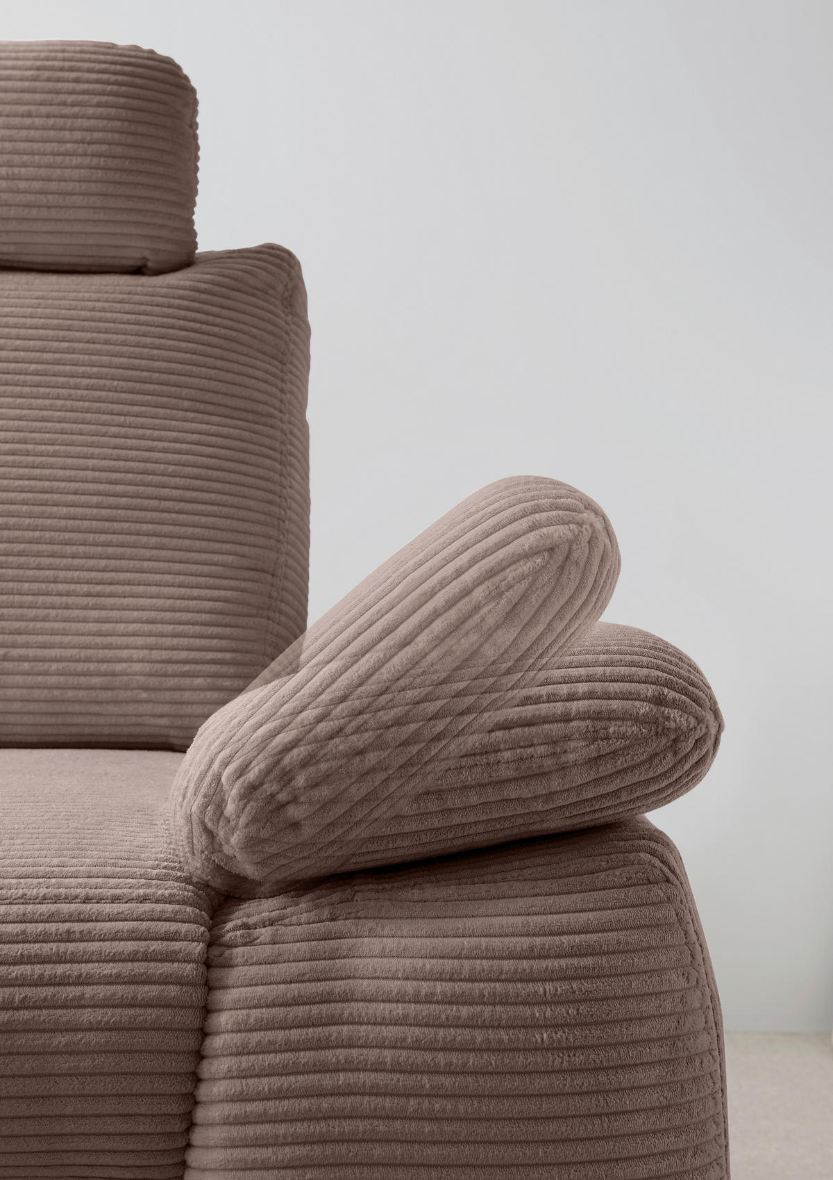 ECKSCHLAFSOFA  mit Liegefunktion, Rücken echt, Armteil rechts Cord Graubraun  - Wildeiche/Graubraun, MODERN, Holz/Textil (206/261cm) - Livetastic