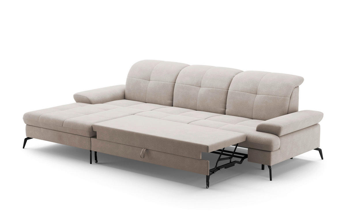 ECKSOFA in Flachgewebe Greige  - Greige/Schwarz, Konventionell, Textil/Metall (185/279cm) - Sit & More