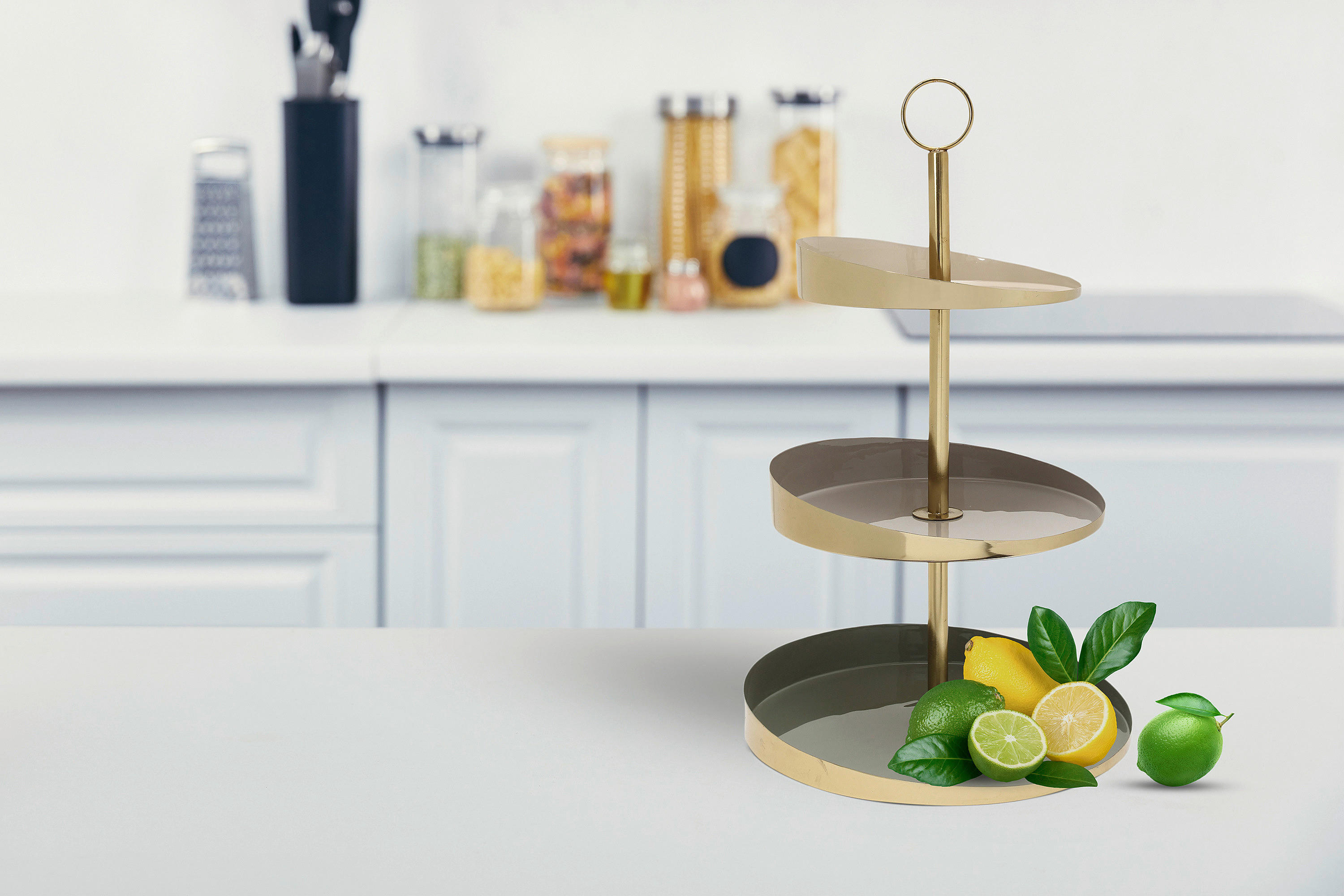 ETAGERE 3-stöckig - Champagner/Goldfarben, Trend, Metall (36/60cm) - Kayoom