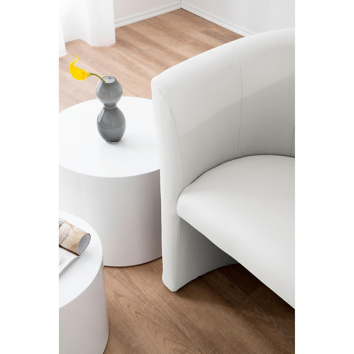 COCKTAILSESSEL Lederlook Weiss  - Weiss/Schwarz, Design, Kunststoff/Textil (66/75/56cm) - Livetastic