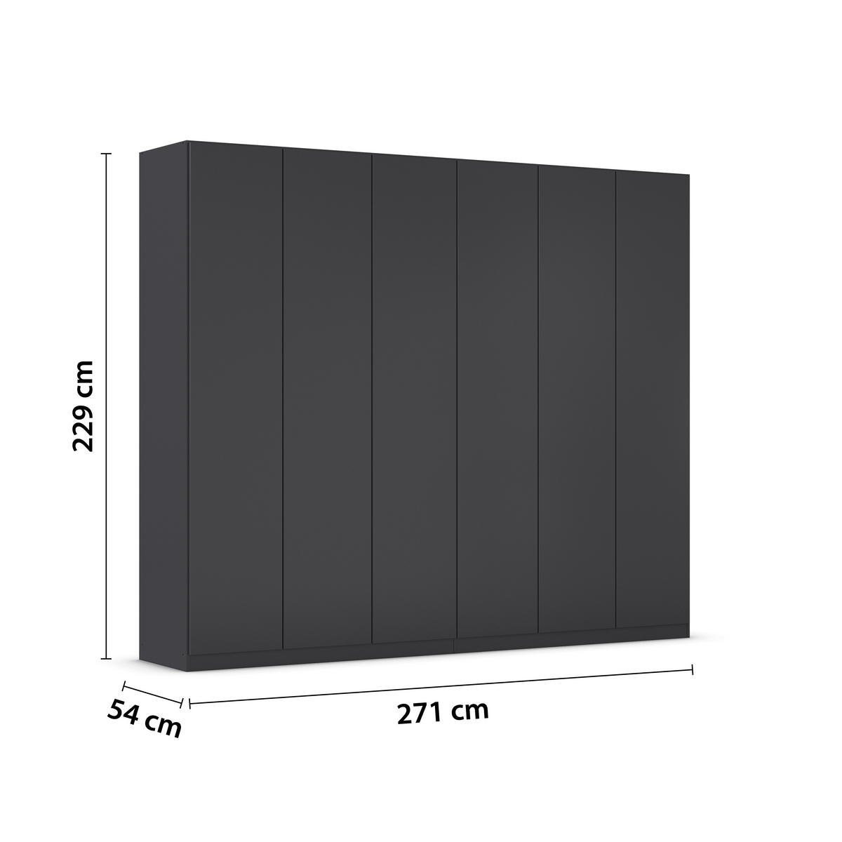 FALTTÜRENSCHRANK 271/229/54 cm 6-türig Dunkelgrau  - Dunkelgrau, Holzwerkstoff (271/229/54cm) - Rauch Möbel